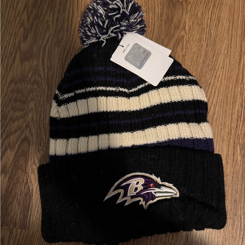 Baltimore Ravens Black and White Beanie
